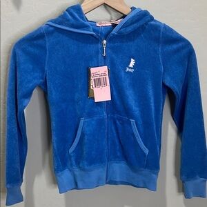 Vintage Juicy Couture Track Jacket Hoodie Kid Girl 7 Scottie Dog Terrycloth Blue